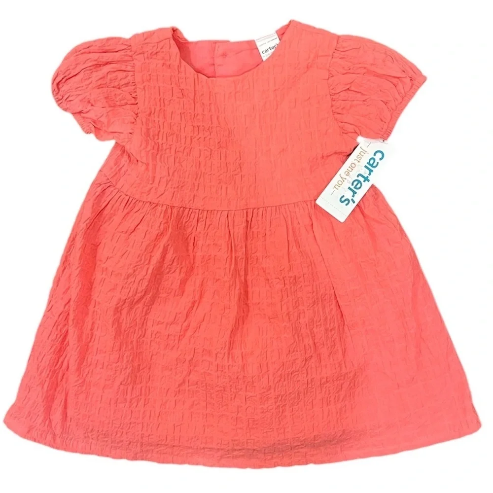 NWT Carter's Coral Girl Sundress With Diaper Cover Underneath 6 Month